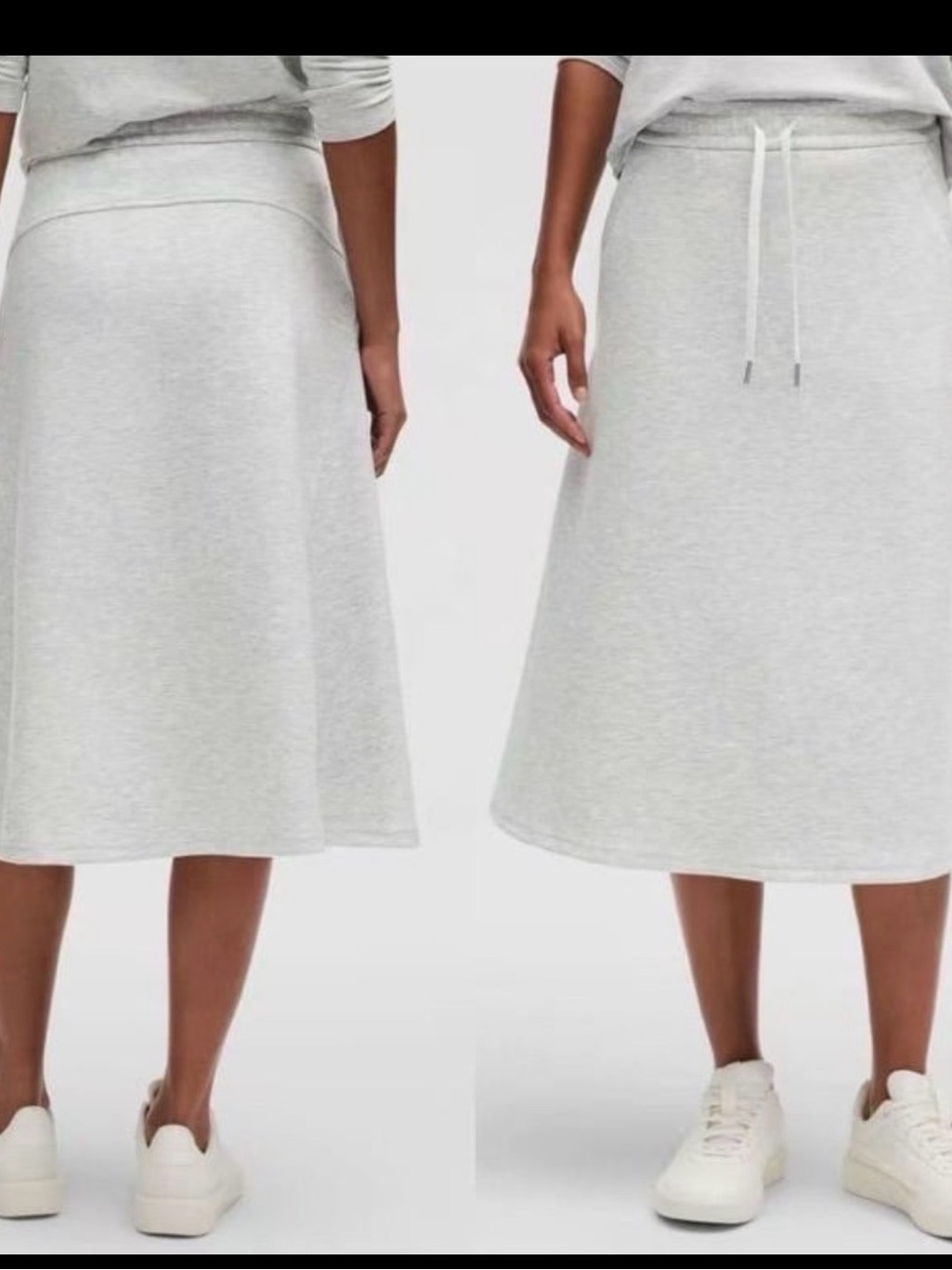 Lululemon Modal-Blend High-Rise A-Line Midi Skirt Heathered Light Grey Size L